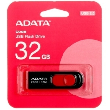 Флешка USB ADATA С008 (AC008-32G-RKD), 32Gb, USB 2.0, R/W 15/5, черный/красный