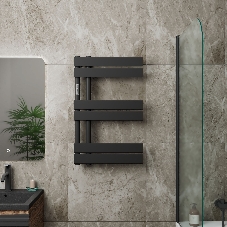 Полотенцесушитель дизайнерский электрический BAU Eastern Wind Black 80х50, подключение нижнее, черны