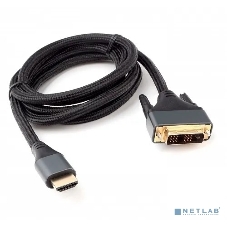 Кабель HDMI-DVI Cablexpert CC-HDMI-DVI-4K-6, 19M/19M, single link, 4K, медь, нейлоновая оплетка, метал.разъемы, 1.8м, черный, коробка