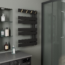 Полотенцесушитель дизайнерский электрический BAU Wind Hook Black 80х50, подключение нижнее, черный м