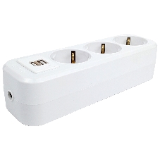 Колодка AY-KA 3-местн. с/з с USB, белый 7731000 (7730200)