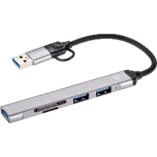 USB-концентратор VCOM DH297, USB 3.0/USB Type-C, USB/SD/TF, USB