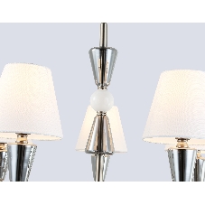 Люстра Ambrella light LH75253/5 SN/FR сатин никель/белый матовый E14*5 max 40W D700*510