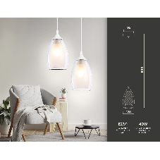 Светильник Ambrella light TR3534 WH/CL/FR белый/прозрачный/белый матовый E27 max 40W D120*800