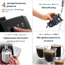 Кофемашина автоматическая DeLonghi ECAM 220.21 B черный, исп. кофе - молотый/зерновой, 1.8 л, 1450 Вт, 15 Бар.