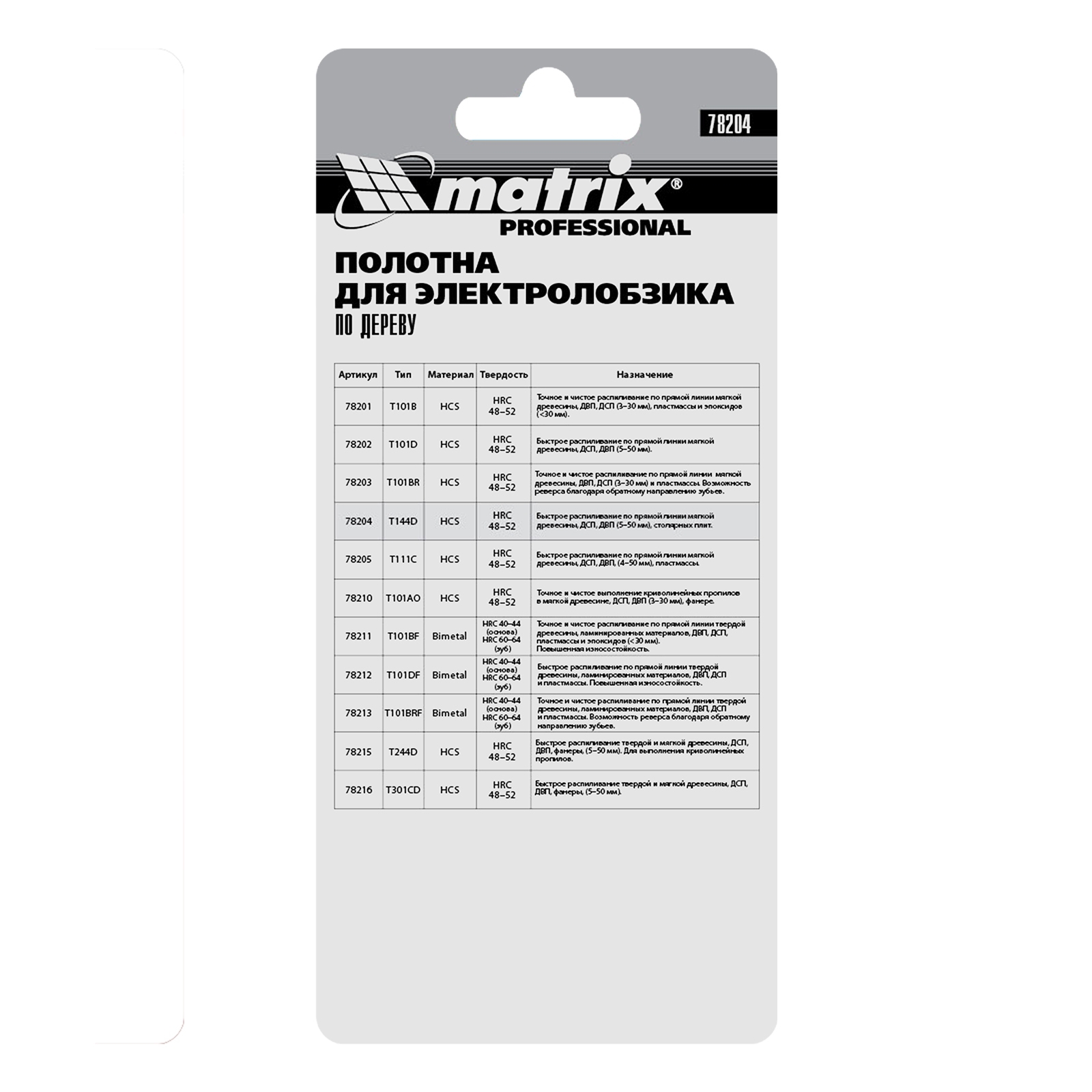 Полотна для электролобзика Matrix по дереву, 3 шт. T111C, 75 х 3мм, HCS