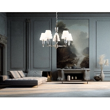 Люстра Ambrella light LH75253/5 SN/FR сатин никель/белый матовый E14*5 max 40W D700*510