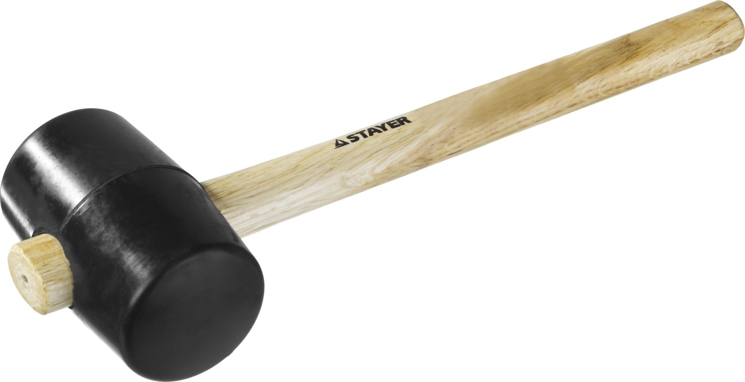 Черная резиновая киянка с деревянной рукояткой STAYER 680г
