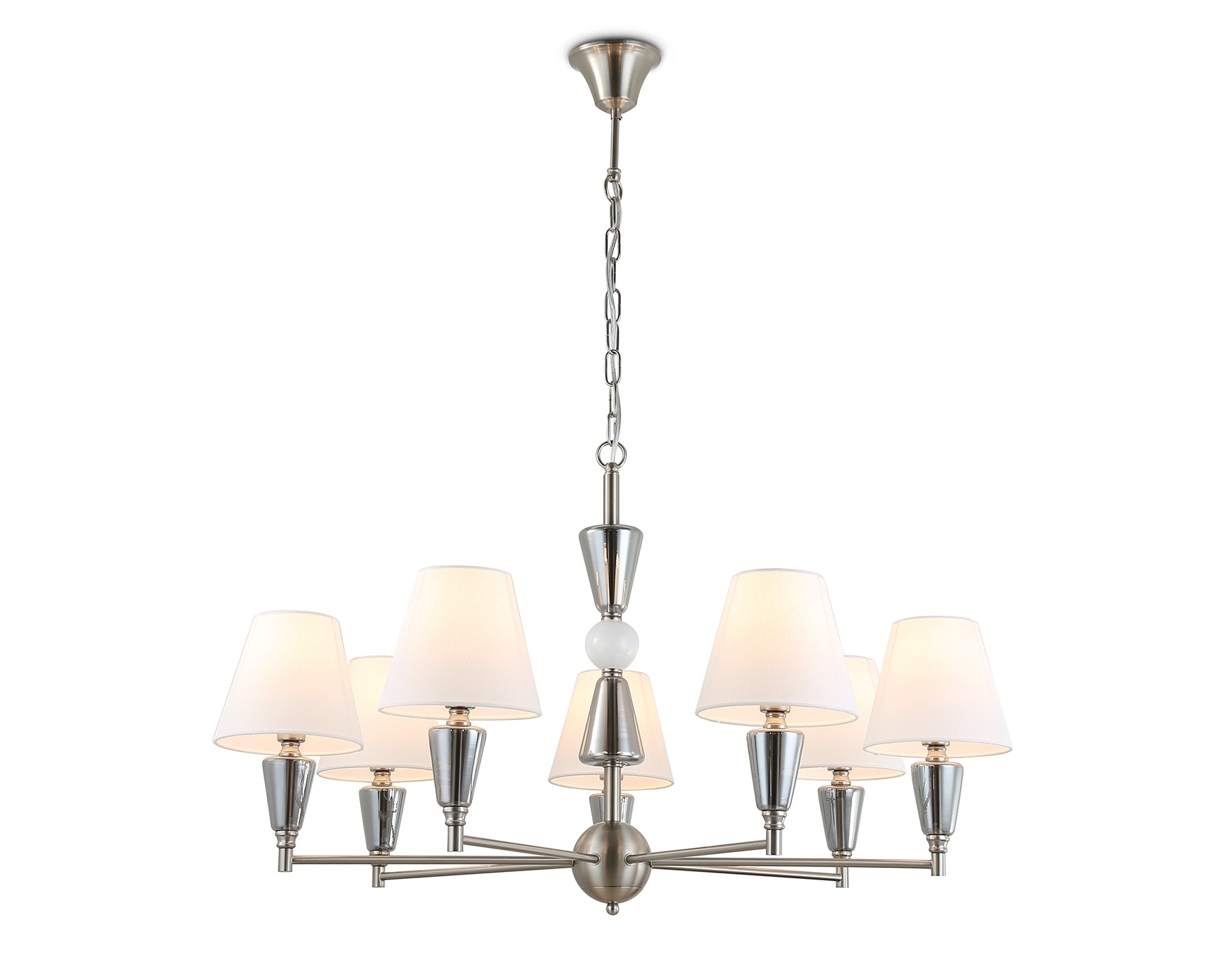 Люстра Ambrella light LH75256/7 SN/FR сатин никель/белый матовый E14*7 max 40W D860*520