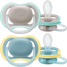 Пустышка Philips Avent ultra air, бежевый/синий, без рисунка, 18 мес+, 2 шт, нейтральная