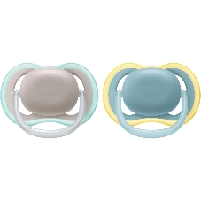 Пустышка Philips Avent ultra air, бежевый/синий, без рисунка, 18 мес+, 2 шт, нейтральная