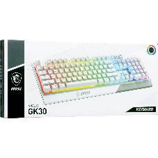 Клавиатура проводная MSI Vigor GK30 белый USB Multimedia for gamer LED (подставка для запястий)