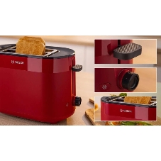 Тостер Bosch TAT2M124 красный, 950 Вт, 2 слота