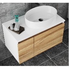 Тумба с раковиной и выпуском (Тумба Bau Dream Blackwood 80, умывальник BAU Nimb 50х36, выпуск клик клак, черный)