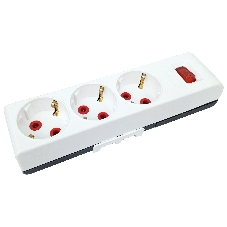 Колодка AY-KA 3-местн. с суппортом с/з 16А 250В с выкл. шторки, белый (220301000)