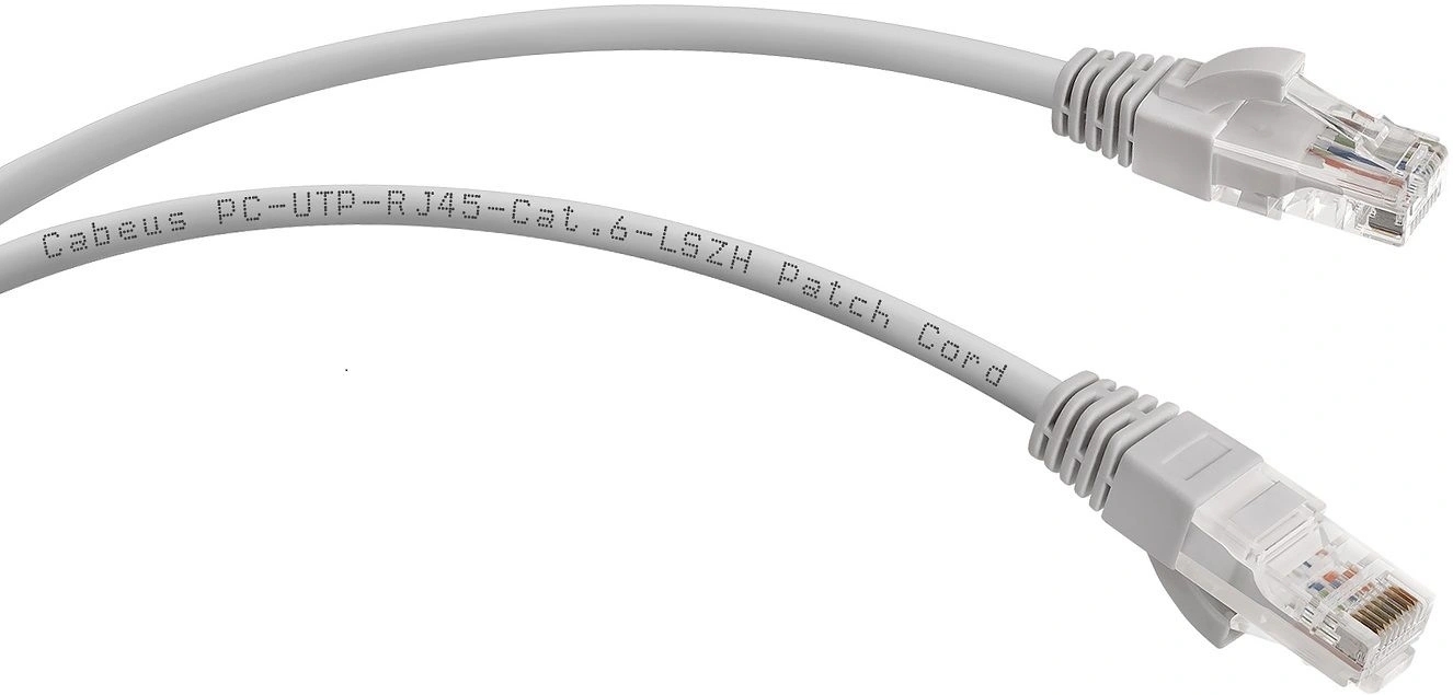Патч-корд Cabeus PC-UTP-RJ45-Cat.6-2m-LSZH cat.6, неэкр., U/UTP, RJ45/RJ45, 250 МГц, LSZH, AWG24, 2м, серый