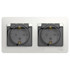 Розетка 2-ая с/з, со шторками, в сборе, IP44 GSL000147 Schneider Electric Glossa белый