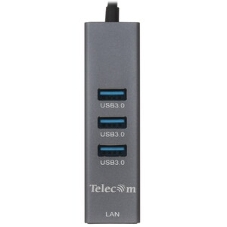 Переходник Telecom USB 3.0 - RJ-45 1000Mbps +3 USB3.0, Aluminum Shell, 0.2м TA311U