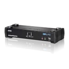 Переключатель KVM ATEN (CS1782A-AT-G) KVM+Audio+USB 2.0, 1 user USB+DVI => 2 cpu USB+DVI, со шнурами USB 2х1.8м., 2560x1600 60Hz DVI-D Dual Link/204