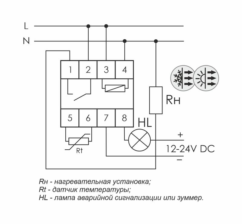 Регулятор температуры RT-820M (от -25 до +130 град.C; микропроцессорный; многофункц.; цифровая индикация; выносной датчик с термоус. проводом; монтаж на DIN-рейке 35мм 230В 16А 1Z IP20) F&F EA07.001.007