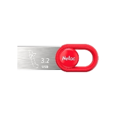 Флешка USB Netac UM2 (NT03UM2N-128G-32RE), 128Gb, USB 3.0, R/W 130/50, серебристый/красный