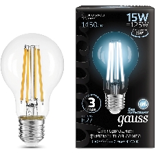 Лампа светодиодная Gauss Filament 102902215 15Вт цок.: E27 груша 220B св. свеч. бел. нейт. (упак.: 10 шт)