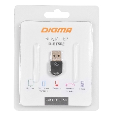 Адаптер USB Digma D-BT502 Bluetooth 5.0+EDR class 1.5 20м черный