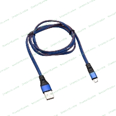 Кабель Rexant USB-microUSB 1 м, плоский провод, синяя джинсовая оплетка