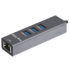 Переходник Telecom USB 3.0 - RJ-45 1000Mbps +3 USB3.0, Aluminum Shell, 0.2м TA311U