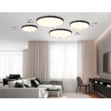 Потолочный светодиодный светильник Ambrella light FV5541 BK черный LED 130W 3000K D800*58 (Без ПДУ)