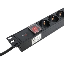 Блок розеток PDU TERACOM PRO 19'' 1U 16А/250В 8 розеток Schuko с выключателем шнур питания длиной 2 метра сечение 3x1.5 мм2 вилка Schuko корпус алюминий черный