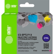 Картридж струйный Cactus CS-EPT2713 27XL пурпурный (17 мл) для Epson WorkForce WF-3620/3640/7110/7210