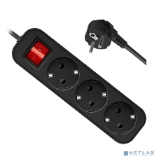 Удлинитель Defender с заземлением G330 Выключатель, 3.0 м, 3 розетки