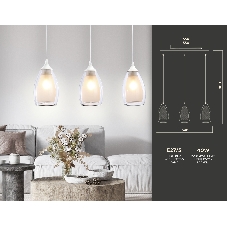 Светильник Ambrella light TR3536/3 WH/CL/FR белый/прозрачный/белый матовый E27*3 max 40W 640*120*820