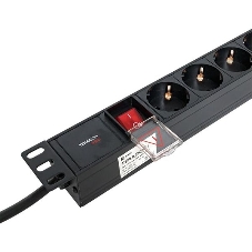 Блок розеток PDU TERACOM PRO 19'' 1U 16А/250В 8 розеток Schuko с выключателем шнур питания длиной 2 метра сечение 3x1.5 мм2 вилка Schuko корпус алюминий черный