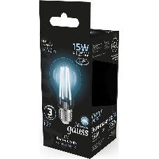 Лампа светодиодная Gauss Filament 102902215 15Вт цок.: E27 груша 220B св. свеч. бел. нейт. (упак.: 10 шт)