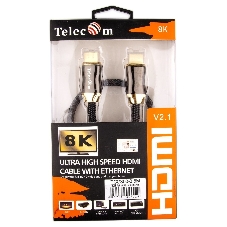 Кабель HDMI 19M/M,ver. 2.1, 8K@60 Hz 0.5m метал разъемы, нейлоновая оплетка Telecom TCG300-0.5M Кабель HDMI 19M/M,ver. 2.1, 8K@60 Hz 0.5m метал разъемы, нейлоновая оплетка Telecom