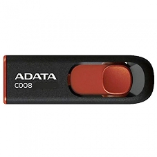 Флешка USB ADATA С008 (AC008-64G-RKD), 64Gb, USB 2.0, R/W 15/5, черный/красный