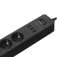Удлинитель с USB зарядкой HARPER UCH-315 черный
