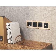 Комплект механизма розетки ALFA Черный матовый 2USB A+C 20W (быстрая зарядка) QUANT (AP8110, VM177) MA811010