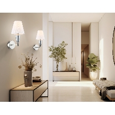 Настенный светильник Ambrella light LH75259 SN/FR сатин никель/белый матовый E14 max 40W 210*160*325