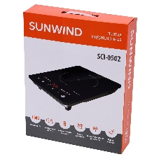 Плита настольная электрическая SunWind SCI-0502 чёрный, 1.4 кВт, индукция, конфорки - 1, стеклокерамика, сенсор