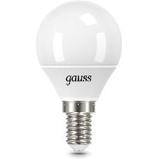 Лампа светодиодная Gauss 105101307 6.5Вт цок.:E14 шар 220B 6500K св.свеч.бел.хол. (упак.:10шт)