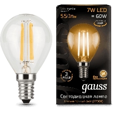 Лампа светодиодная Filament Шар E14 7Вт 2700К Gauss 105801107