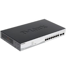 Коммутатор D-Link DGS-1210-10MP/F1A, 8×1 Гбит/с + 2×1 Гбит/с SFP, настраиваемый