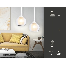 Светильник Ambrella light TR3538 WH/CL/FR белый/прозрачный/белый матовый E27 max 40W D130*800