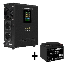 Комплект Источник бесперебойного питания EX295995RUS + батарея 40Aч EX282976RUS 1шт (инвертор, синус, для котла, настенный) ExeGate FineSine SX-500.LCD.AVR.2SH <500VA/300W, чистая синусоида, цветной LCD-дисплей, AVR, 2*Schuko, линейно-интерактивный, крепление настенное/универсальное, черный> + батарея ExeGate DT 1240 (12В, 40Ач) 1шт