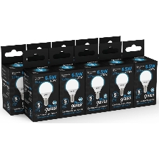Лампа светодиодная Gauss 105101307 6.5Вт цок.:E14 шар 220B 6500K св.свеч.бел.хол. (упак.:10шт)