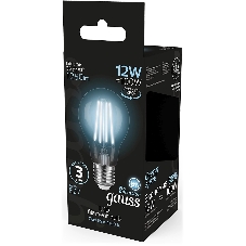 Лампа cветодиодная Gauss Filament А60 12W 1250lm 4100К Е27 LED 1/10/40