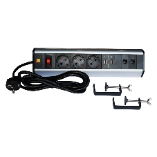Блок розеток: 3 эл. модуля, 2 USB модуля, 2 порта кат.6